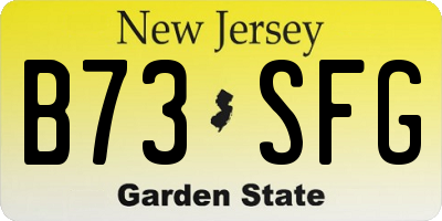 NJ license plate B73SFG