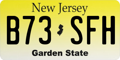 NJ license plate B73SFH