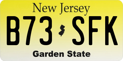 NJ license plate B73SFK