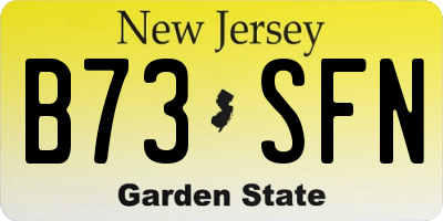 NJ license plate B73SFN