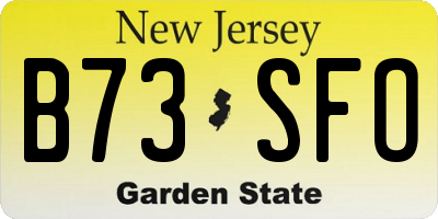 NJ license plate B73SFO