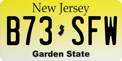 NJ license plate B73SFW