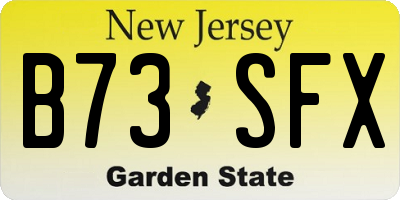 NJ license plate B73SFX