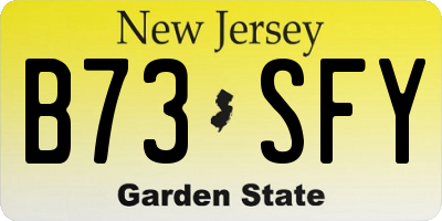 NJ license plate B73SFY