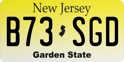 NJ license plate B73SGD