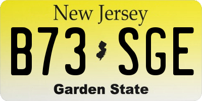NJ license plate B73SGE