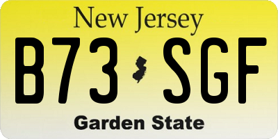 NJ license plate B73SGF