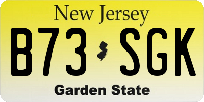 NJ license plate B73SGK