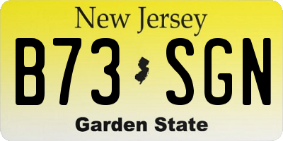 NJ license plate B73SGN