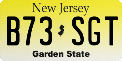NJ license plate B73SGT