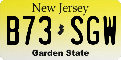 NJ license plate B73SGW