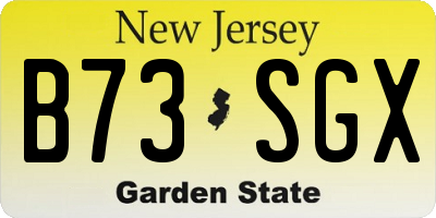 NJ license plate B73SGX