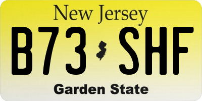NJ license plate B73SHF