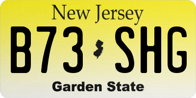 NJ license plate B73SHG