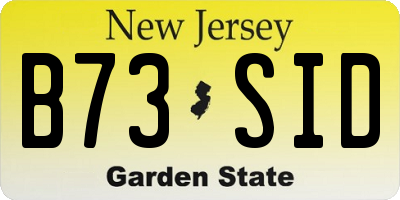 NJ license plate B73SID