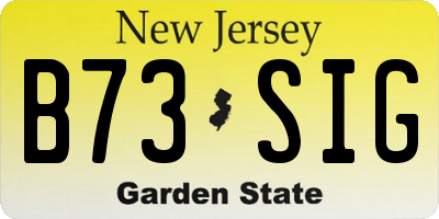 NJ license plate B73SIG