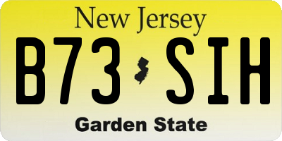 NJ license plate B73SIH