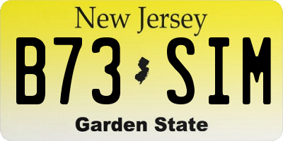 NJ license plate B73SIM