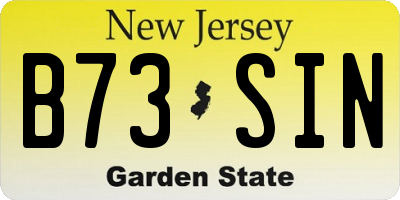 NJ license plate B73SIN