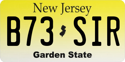 NJ license plate B73SIR