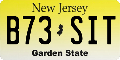 NJ license plate B73SIT