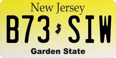 NJ license plate B73SIW