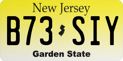 NJ license plate B73SIY