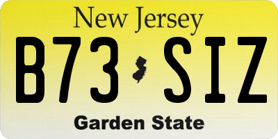 NJ license plate B73SIZ