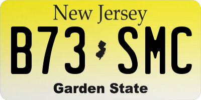 NJ license plate B73SMC
