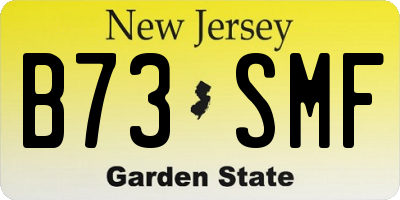 NJ license plate B73SMF