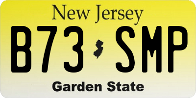 NJ license plate B73SMP