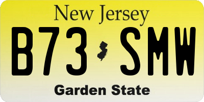 NJ license plate B73SMW