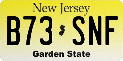 NJ license plate B73SNF