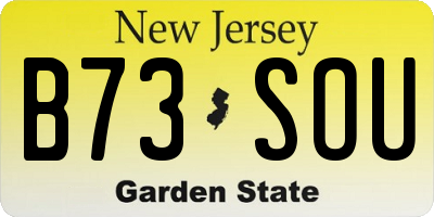 NJ license plate B73SOU