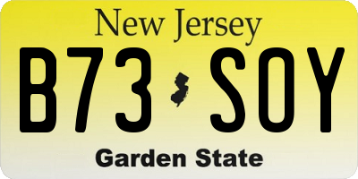 NJ license plate B73SOY