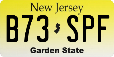 NJ license plate B73SPF