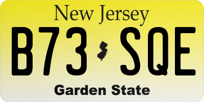 NJ license plate B73SQE