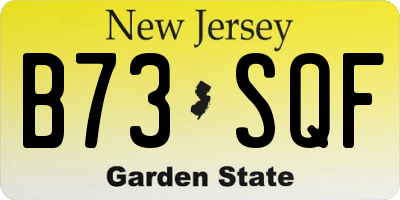 NJ license plate B73SQF