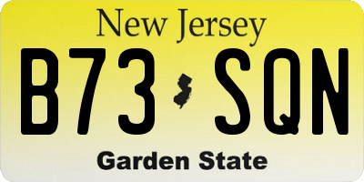 NJ license plate B73SQN