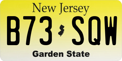 NJ license plate B73SQW
