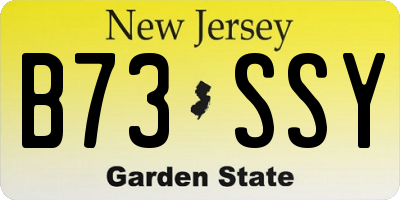NJ license plate B73SSY