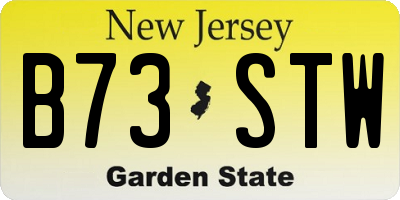 NJ license plate B73STW