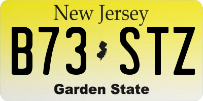 NJ license plate B73STZ