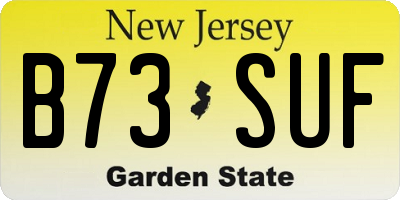 NJ license plate B73SUF