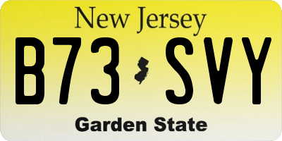 NJ license plate B73SVY