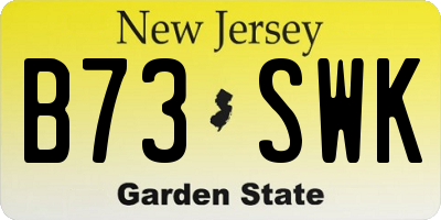 NJ license plate B73SWK