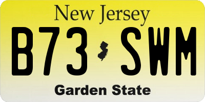NJ license plate B73SWM