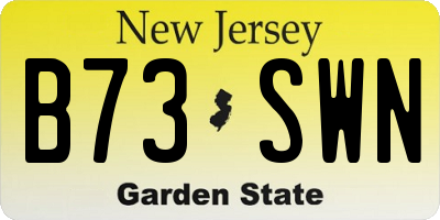 NJ license plate B73SWN