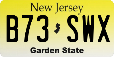 NJ license plate B73SWX