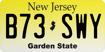 NJ license plate B73SWY